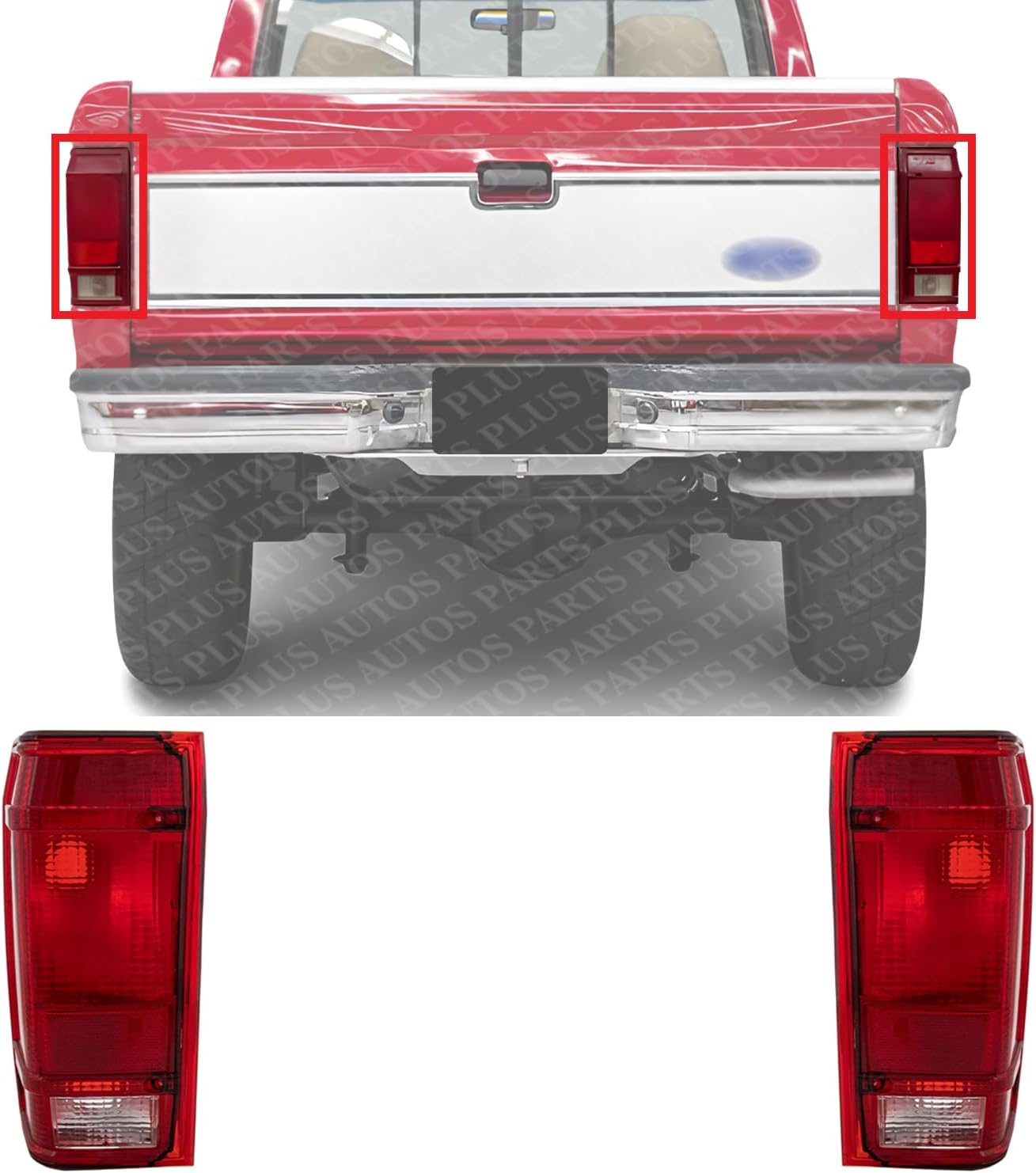 Set Of 2 Tail Light Lens And Housing Right Passenger & Left Driver Side Direct Replacement Compatible With 1991-1992 Ford Ranger FO2800143 FO2801143 F1TZ13405C F1TZ13404C