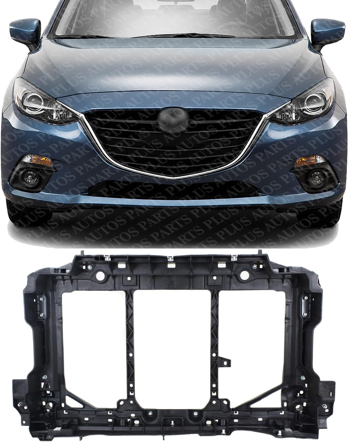 Front Radiator Support Assembly Plastic Direct Replacement Compatible With 2014-2018 Mazda 3/2014-2016 Mazda 6 MA1225150 GHR453110B
