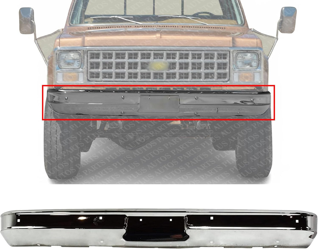 Front Bumper Chrome Steel Without Impact Strip Holes Direct Replacement Compatible With 1973-1980 Chevrolet & GMC C/K Series Full Size Pickup GM1002257 6272560