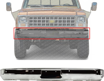 Front Bumper Chrome Steel Without Impact Strip Holes Direct Replacement Compatible With 1973-1980 Chevrolet & GMC C/K Series Full Size Pickup GM1002257 6272560