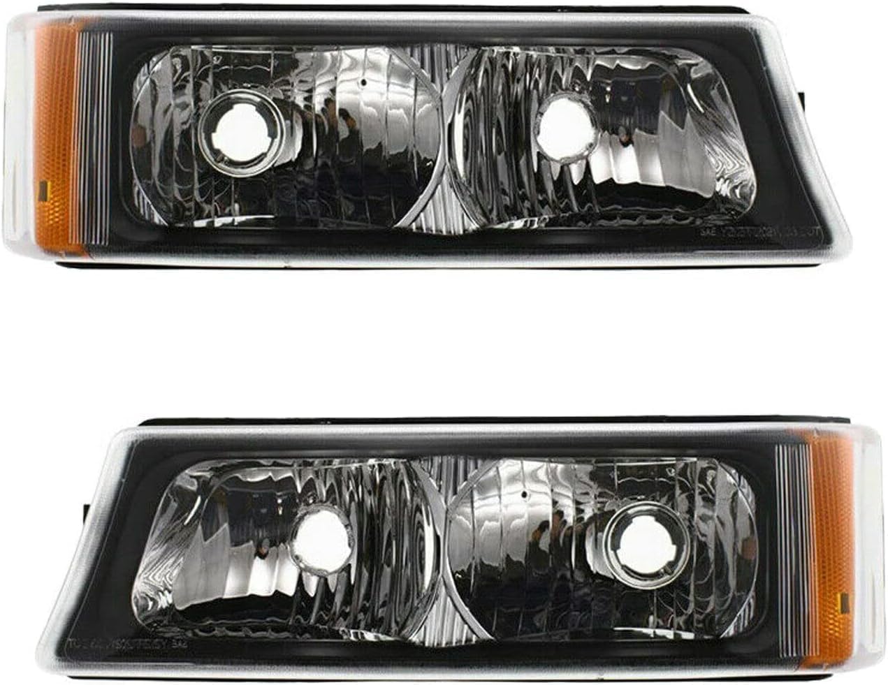 Front Bumper Chrome + Grille + Upper Cover + Valance + Brackets Set + Head & Signal Lamp RH & LH Side Direct Replacement Compatible With Silverado 1500 2003-2006 / Avalanche 2002-2006