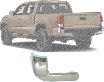 Rear Bumper End Cap Chrome Left Driver Side Direct Replacement Compatible With 2016-2023 Toyota Tacoma TO1104131 5215604020