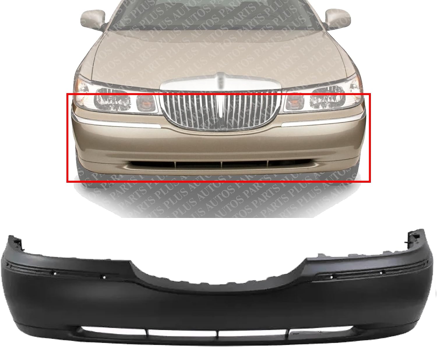 AUTOS PARTS PLUS Front Bumper Cover Primed Direct Replacement Compatible With 1998-2002 Lincoln Town Car FO1000420 F8VZ17D957BA