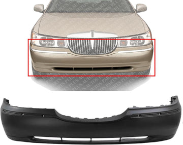 AUTOS PARTS PLUS Front Bumper Cover Primed Direct Replacement Compatible With 1998-2002 Lincoln Town Car FO1000420 F8VZ17D957BA
