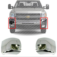 AUTOS PARTS PLUS Front Bumper End Caps Chrome Left Driver & Right Passenger Side Direct Replacement Compatible With 2007-2012 Chevrolet Silverado 2500HD 3500HD GM1016108 GM1017108 15839251
