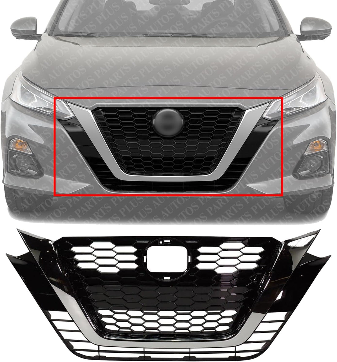 Front Grille Gloss Primed Plastic Direct Replacement Compatible With 2019-2022 Nissan Altima NI1200292 623106CG1A