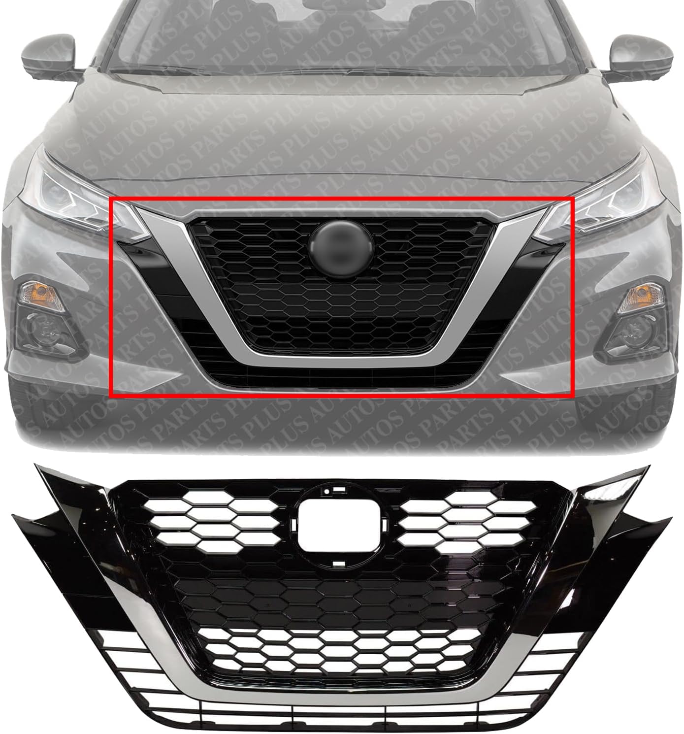 Front Grille Gloss Primed Plastic Direct Replacement Compatible With 2019-2022 Nissan Altima NI1200292 623106CG1A