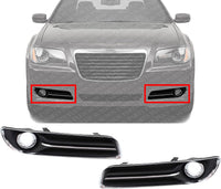 Set Of 2 Front Fog Light Molding Primed With Chrome Trim Left Driver & Right Passenger Side Direct Replacement Compatible With 2011-2014 Chrysler 300 CH1038126 CH1039126 68127946AB