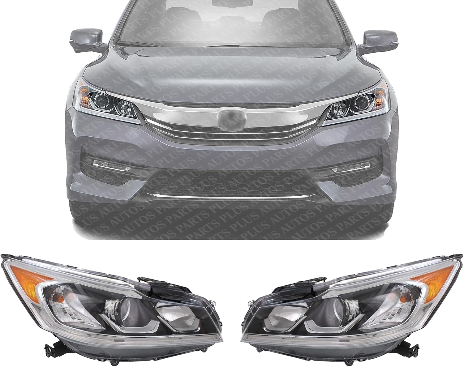 Set Of 2 Front Head Light Assembly Left Driver & Right Passenger Side Direct Replacement Compatible With 2016-2017 Honda Accord HO2503169 HO2502169 33100T2AA81 33150T2AA81