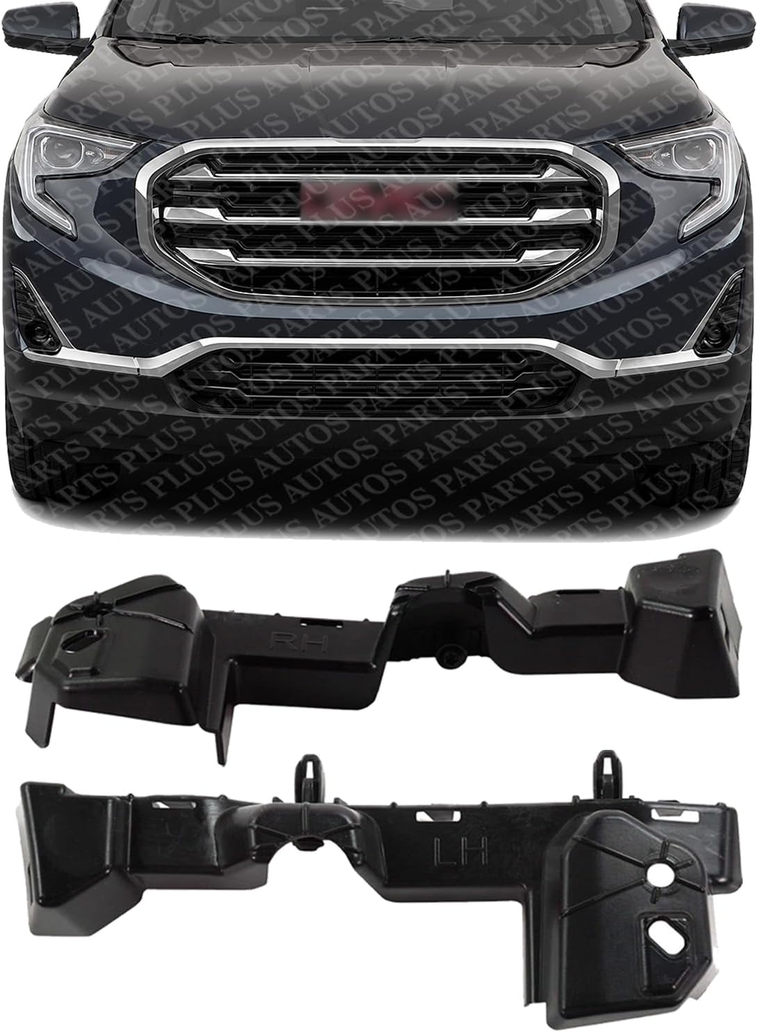 Set Of 2 Front Bumper Bracket Plastic Right Passenger & Left Driver Side Direct Replacement Compatible With 2018-2021 GMC Terrain GM1043144 GM1042144 84709614 84362702 84709616