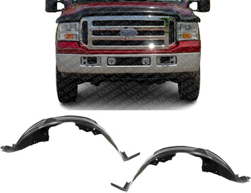 Set of 2 Front Fender Liner Left Driver & Right Passenger Side Direct Replacement Compatible With 2005-2007 Ford F-Series Super Duty FO1250137 FO1251137 5C3Z16055BA 5C3Z16054AA
