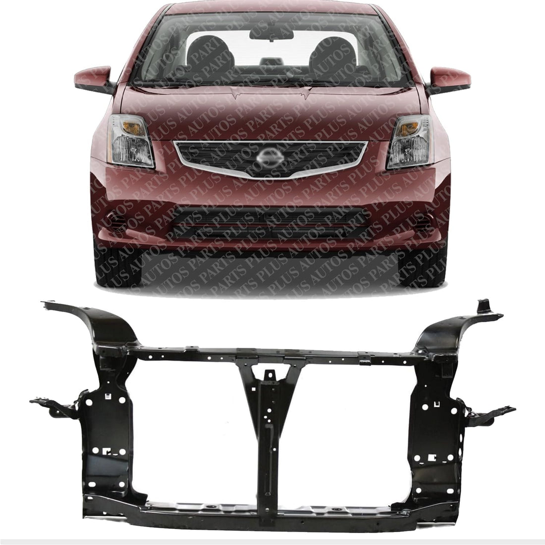 AUTOS PARTS PLUS Front Radiator Support Assembly Steel Direct Replacement Compatible with 2007-2012 Nissan Sentra NI1225166 62500ET000