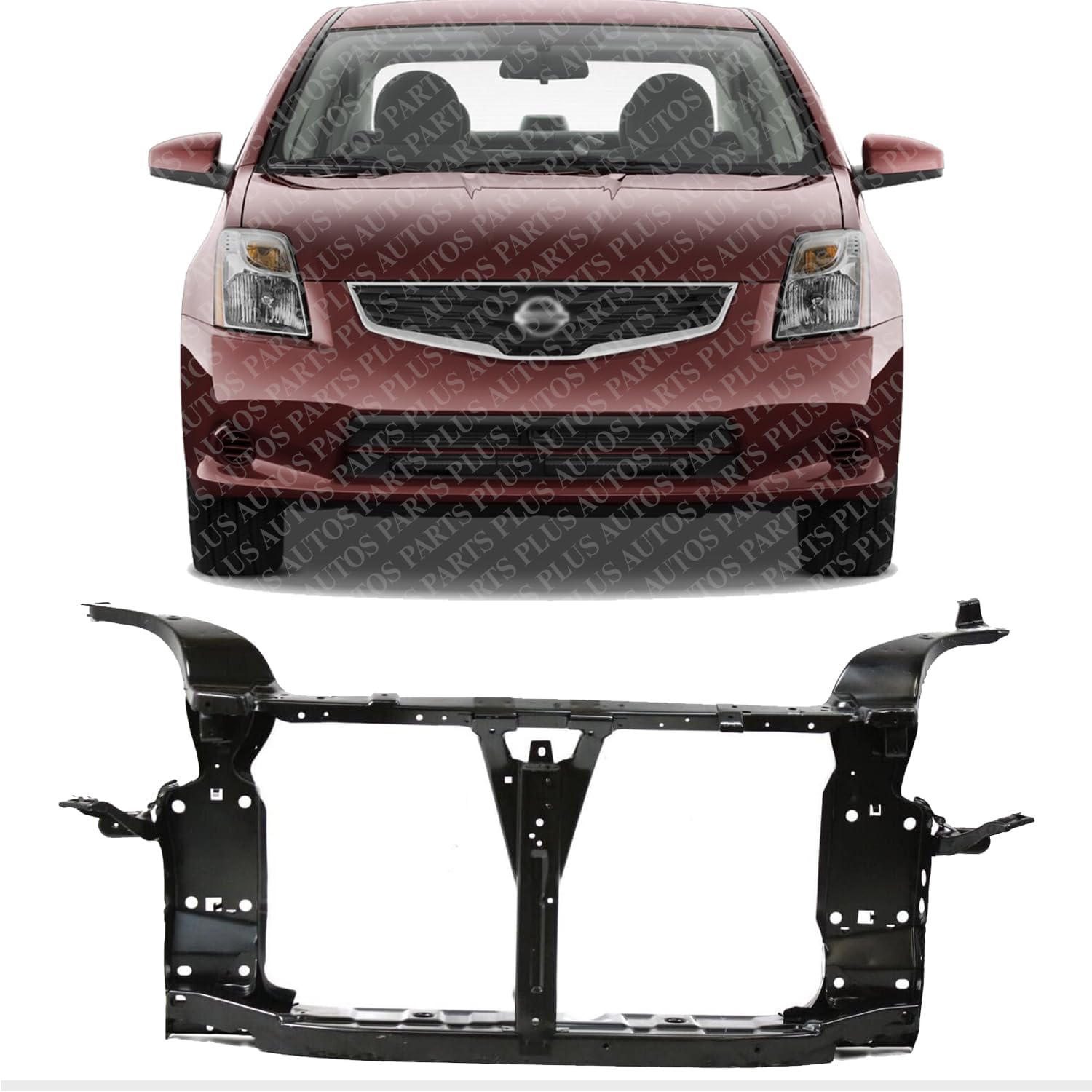 AUTOS PARTS PLUS Front Radiator Support Assembly Steel Direct Replacement Compatible with 2007-2012 Nissan Sentra NI1225166 62500ET000