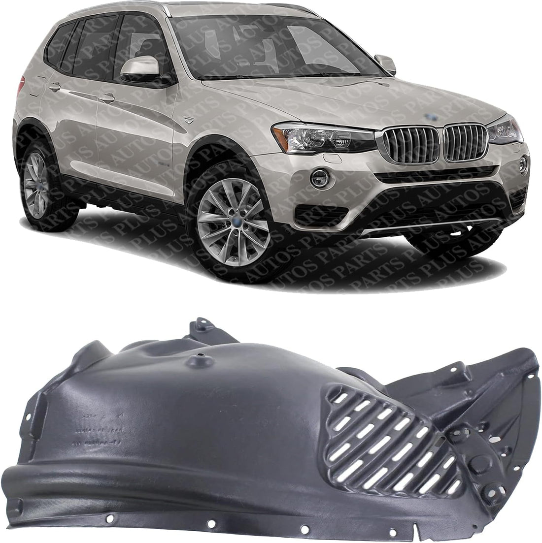 Front Section Fender Liner Plastic Right Passenger Side Direct Replacement Compatible With 2011-2017 BMW X3 / 2015-2018 BMW X4 BM1249126 51717213642-PFM