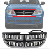 Front Grille Textured Black Shell And Insert/With Chrome Molding Without Fog Lights Direct Replacement Compatible With 2011-2020 Dodge Journey CH1200362 1SU84SZ0AC