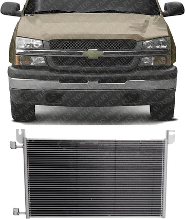 AUTOS PARTS PLUS Front A/C Condenser Aluminum Core Direct Replacement Compatible With 1999-2013 Chevrolet Silverado/GMC Sierra 1500/2001-2014 Silverado 2500 HD GM3030162 20913751