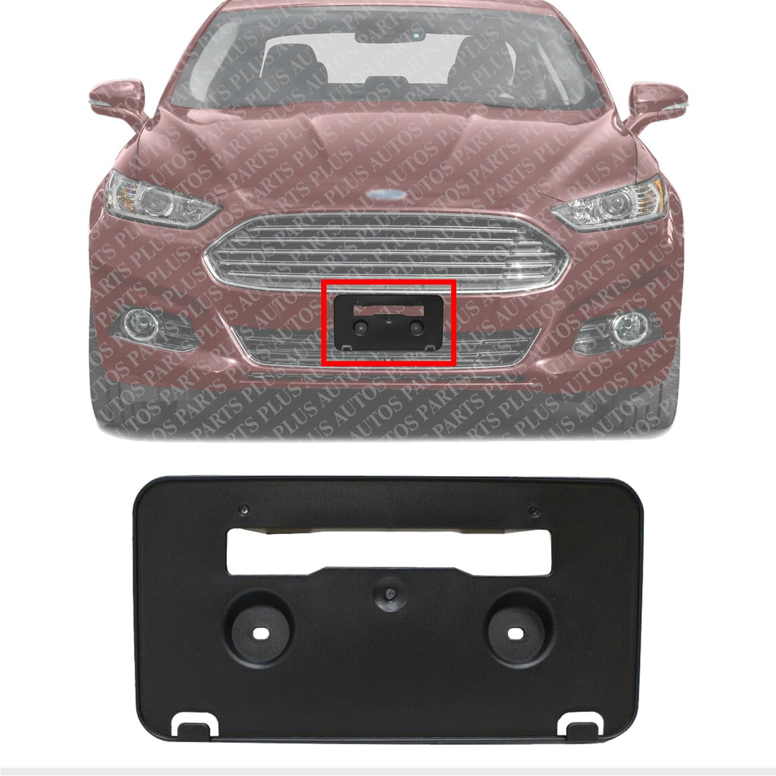 Front License Plate Bracket Textured Direct Replacement Compatible with 2013-2016 Ford Fusion FO1068145 DS7Z17A385AA