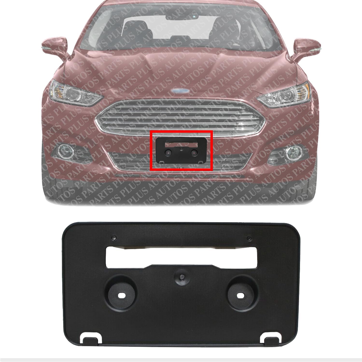 Front License Plate Bracket Textured Direct Replacement Compatible with 2013-2016 Ford Fusion FO1068145 DS7Z17A385AA