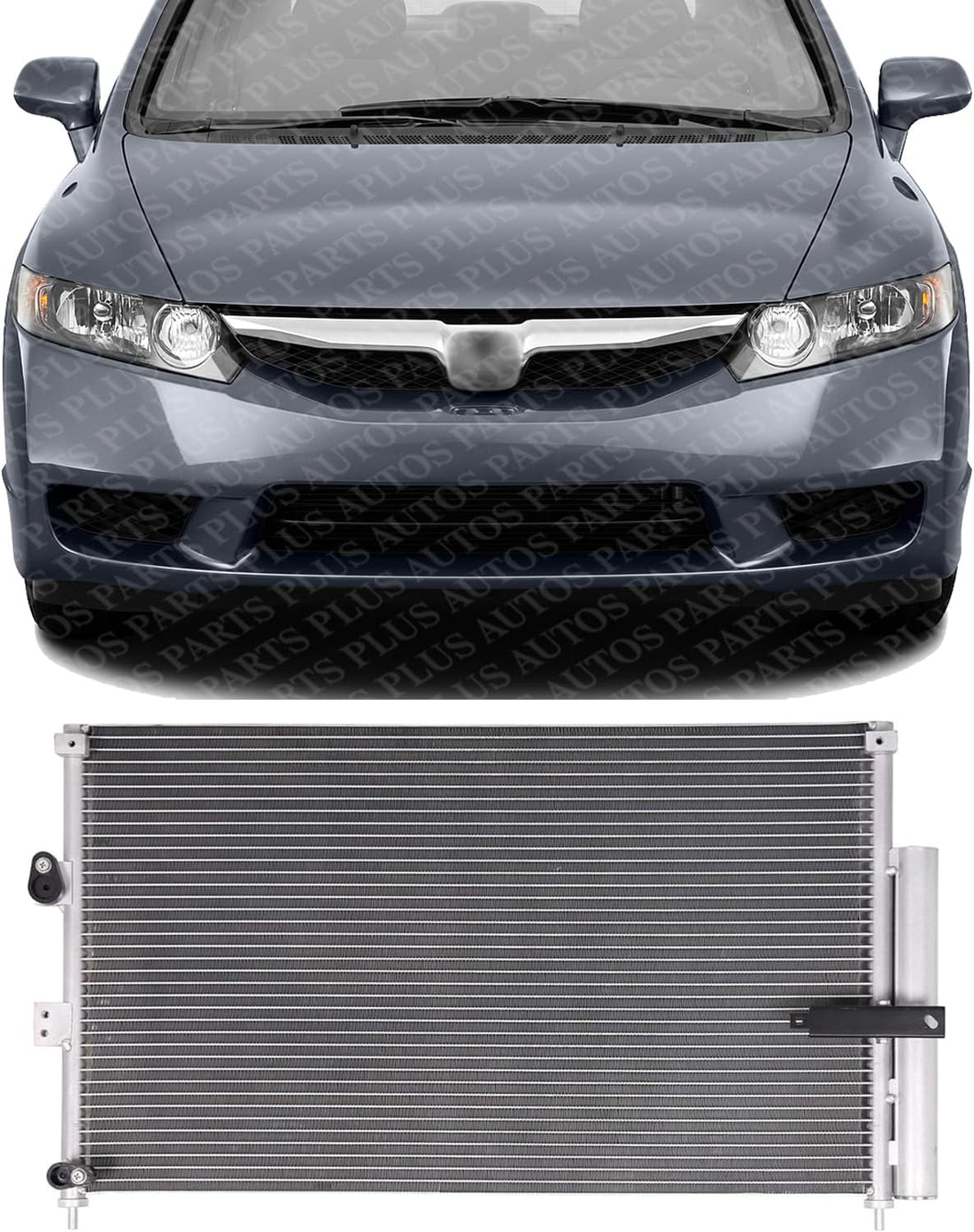 Front AC Condenser Aluminum Core Direct Replacement Compatible With 2006-2011 Honda Civic HO3030140 80110SNAA02