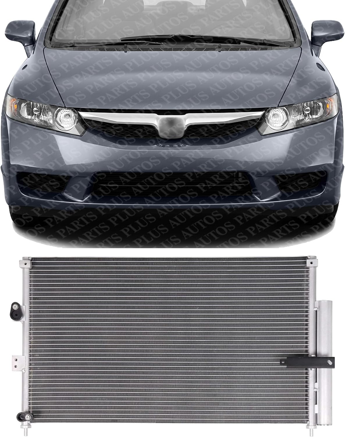 Front AC Condenser Aluminum Core Direct Replacement Compatible With 2006-2011 Honda Civic HO3030140 80110SNAA02