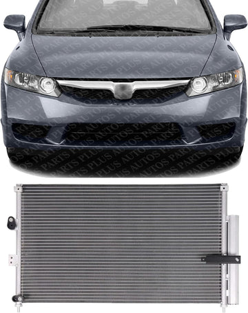Front AC Condenser Aluminum Core Direct Replacement Compatible With 2006-2011 Honda Civic HO3030140 80110SNAA02