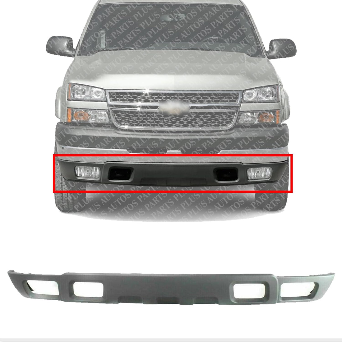 AUTOS PARTS PLUS Front Bumper Lower Valance Air Deflector Textured Direct Replacement Compatible With 2002-2006 Chevrolet Avalanche / 2003-2006 Silverado 1500 2500 HD 3500 GM1092173 10367213