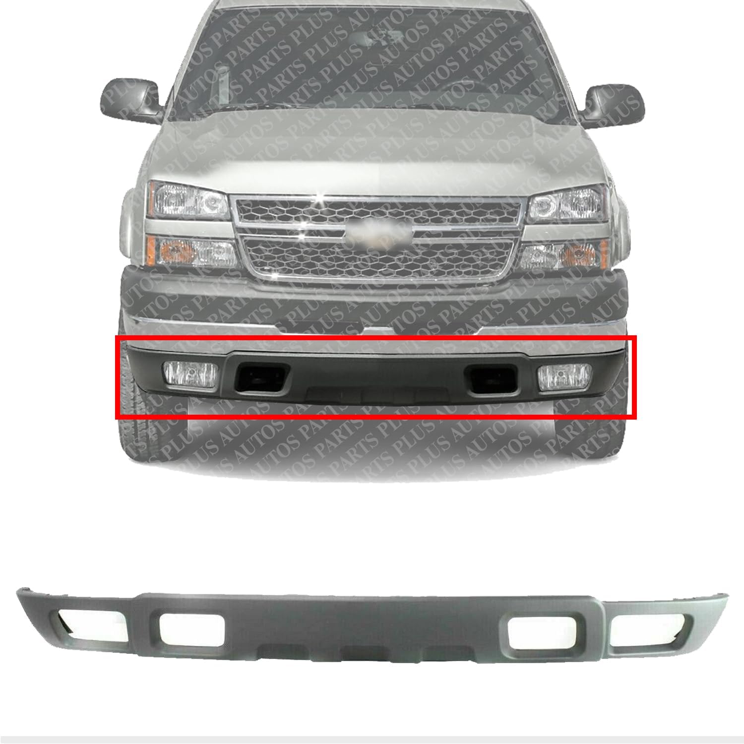 AUTOS PARTS PLUS Front Bumper Lower Valance Air Deflector Textured Direct Replacement Compatible With 2002-2006 Chevrolet Avalanche / 2003-2006 Silverado 1500 2500 HD 3500 GM1092173 10367213