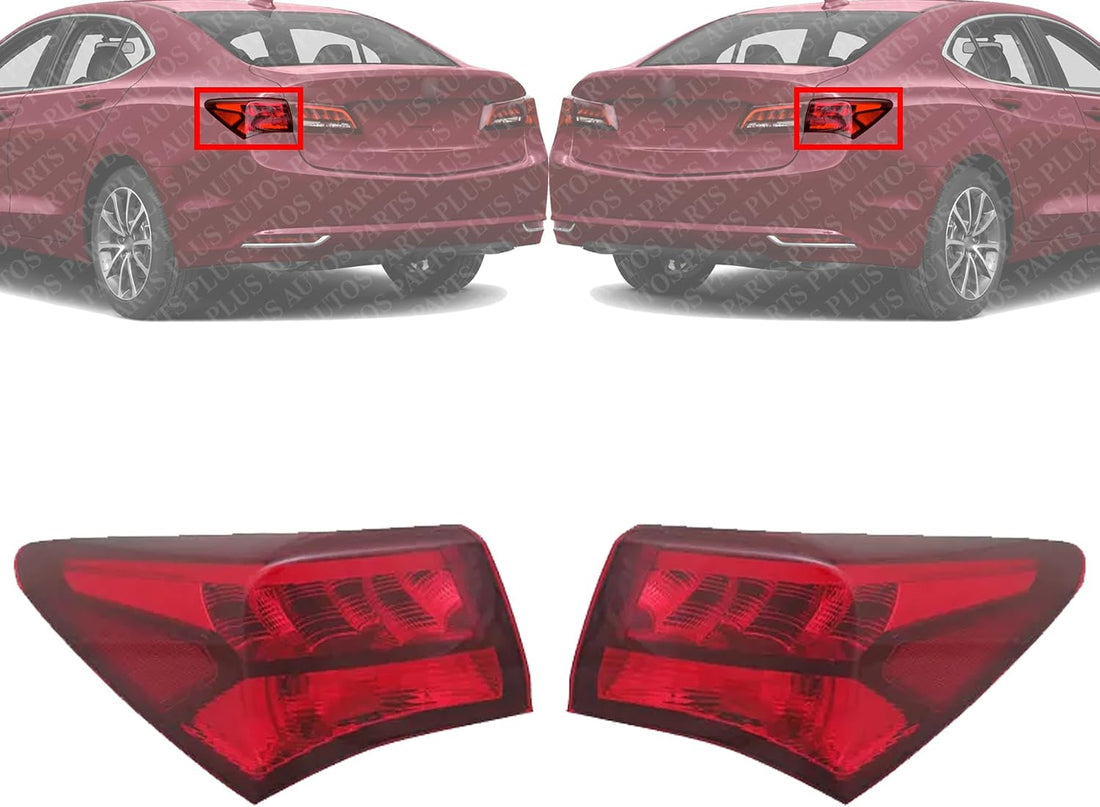 Set Of 2 Tail Light Outer Assembly Left Driver & Right Passenger Side Direct Replacement Compatible With 2015-2017 Acura TLX AC2805106 AC2804106 33500TZ3A01 33550TZ3A01