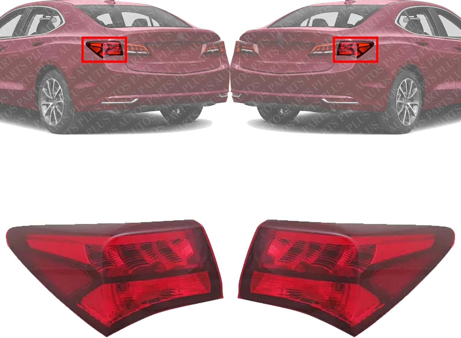 Set Of 2 Tail Light Outer Assembly Left Driver & Right Passenger Side Direct Replacement Compatible With 2015-2017 Acura TLX AC2805106 AC2804106 33500TZ3A01 33550TZ3A01