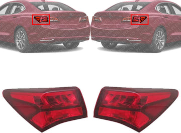 Set Of 2 Tail Light Outer Assembly Left Driver & Right Passenger Side Direct Replacement Compatible With 2015-2017 Acura TLX AC2805106 AC2804106 33500TZ3A01 33550TZ3A01