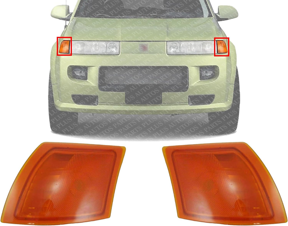 Set Of 2 Front Marker Lamp Lens And Housing Left Driver & Right Passenger Side Direct Replacement Compatible With 2002-2005 Saturn Vue GM2551188 GM2550188 22700025 22700024
