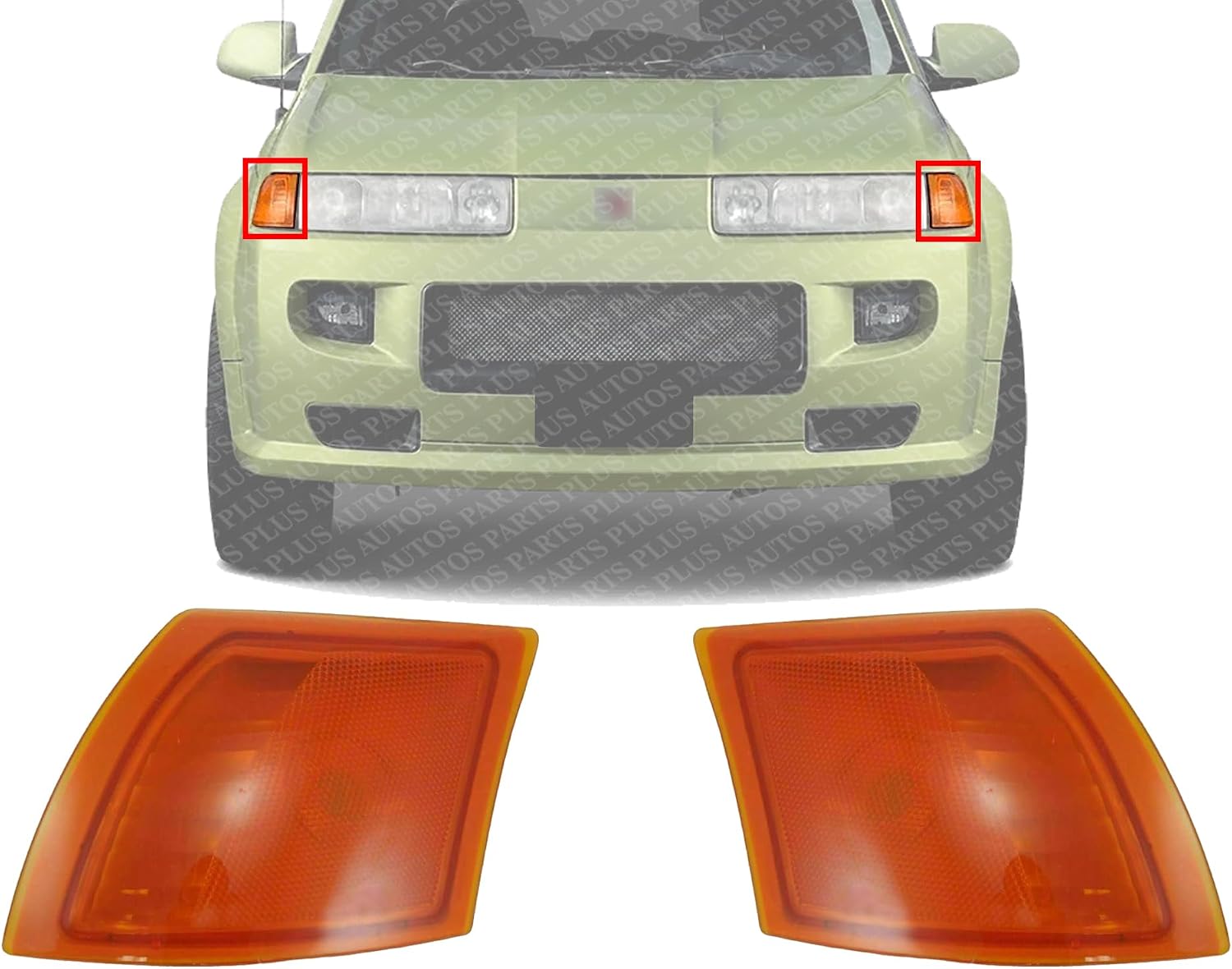 Set Of 2 Front Marker Lamp Lens And Housing Left Driver & Right Passenger Side Direct Replacement Compatible With 2002-2005 Saturn Vue GM2551188 GM2550188 22700025 22700024
