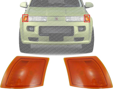 Set Of 2 Front Marker Lamp Lens And Housing Left Driver & Right Passenger Side Direct Replacement Compatible With 2002-2005 Saturn Vue GM2551188 GM2550188 22700025 22700024
