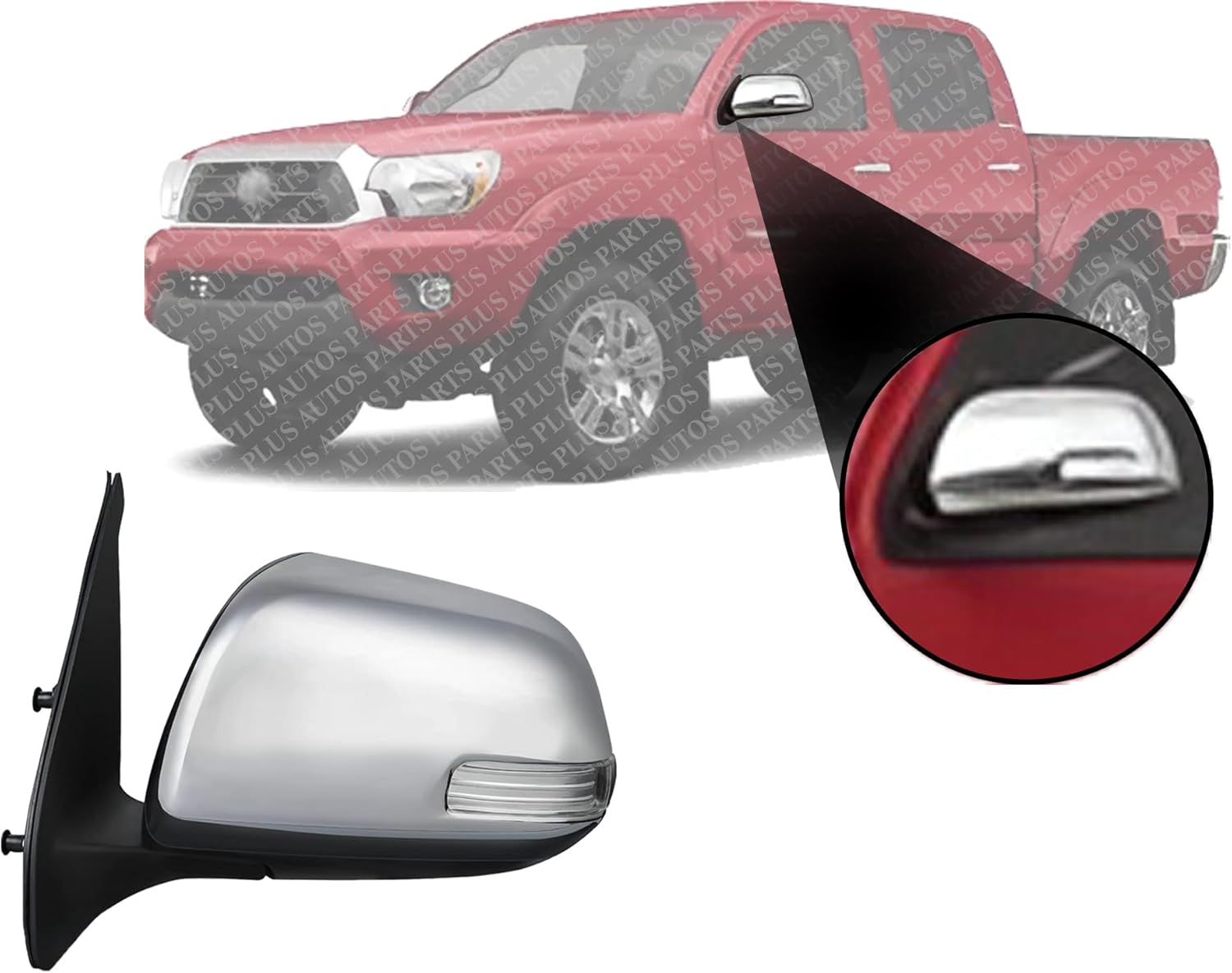Front Power Mirror Manual Folding Non-Heated Chrome Left Driver Side Direct Replacement Compatible With 2012-2015 Toyota Tacoma TO1320285 8794004210-PFM