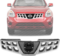Front Grille Chrome Shell With Black Insert Plastic Direct Replacement Compatible With 2011-2013 Nissan Rogue / 2014-2015 Select NI1200249 623101VK0A