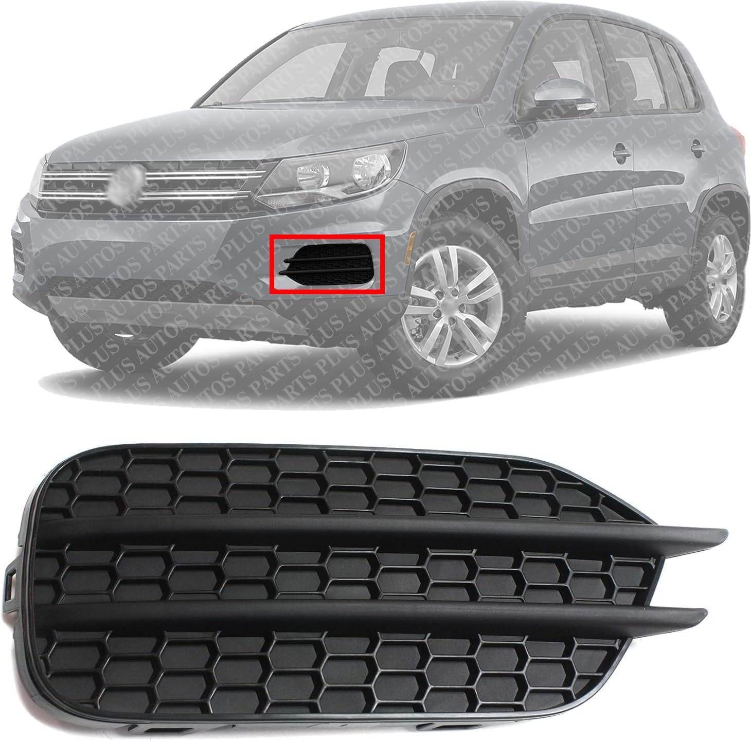 Front Fog Light Cover Textured Left Driver Side Direct Replacement Compatible With 2009-2018 Volkswagen Tiguan / 2017-2018 Limited VW1038124 5N0853665F9B9