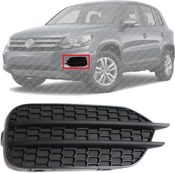 Front Fog Light Cover Textured Left Driver Side Direct Replacement Compatible With 2009-2018 Volkswagen Tiguan / 2017-2018 Limited VW1038124 5N0853665F9B9