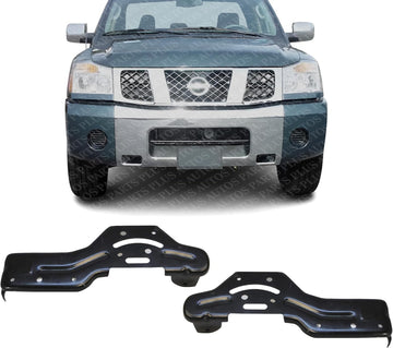 Set Of 2 Front Bumper Stay Bracket Steel Left Driver & Right Passenger Side Direct Replacement Compatible With 2004-2007 Nissan Titan NI1067130 NI1066130 62214ZJ00A 62215ZJ00A