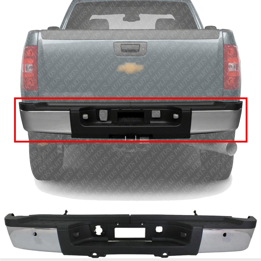 Rear Bumper Face Bar And Pad Direct Replacement Compatible With 2011-2014 Chevrolet Silverado/GMC Sierra 2500HD 3500HD GM1103165 22792253-PFM