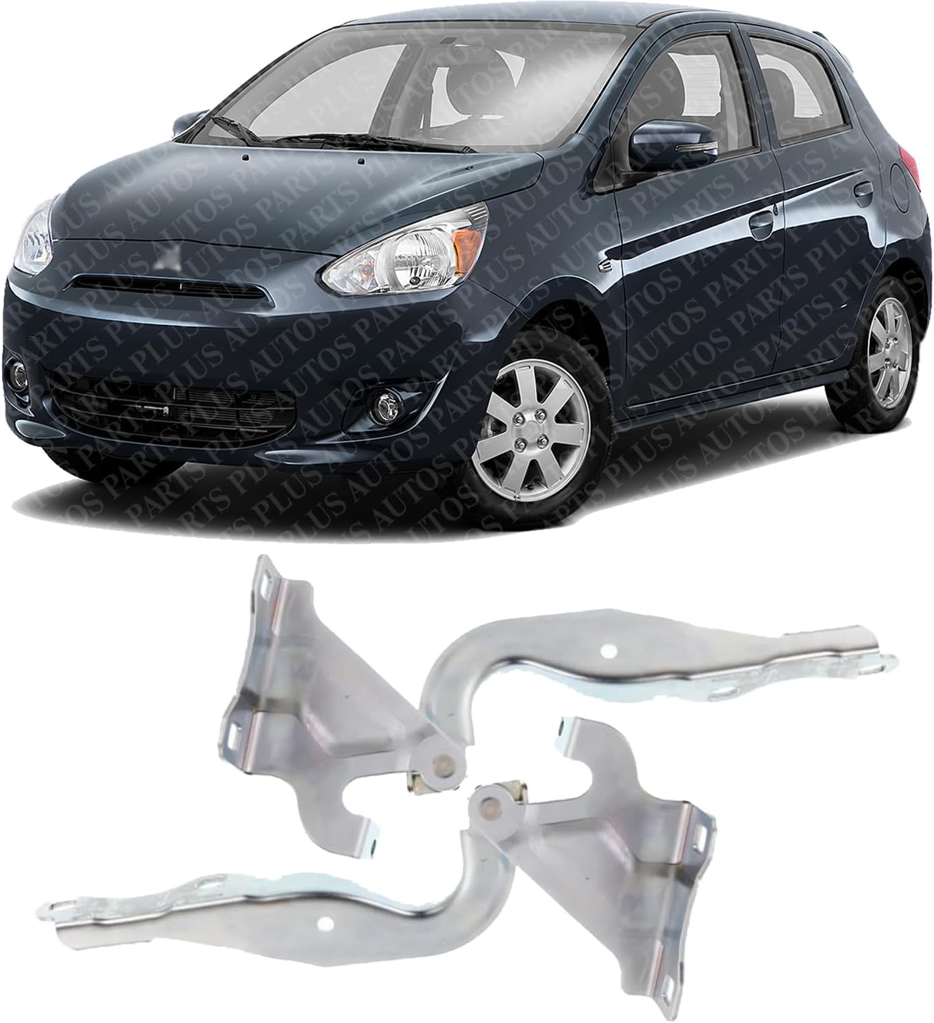 Set of 2 Front Hood Hinge Steel Left Driver & Right Passenger Side Direct Replacement Compatible with 2014-2024 Mitsubishi Mirage / G4 MI1236119 MI1236120 5905A182 5905A181