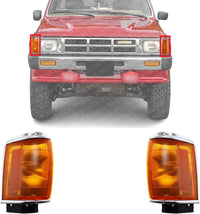 Set Of 2 Front Corner Light Assembly With Chrome Trim Left Driver & Right Passenger Side Direct Replacement Compatible With 1984-1986 Toyota Pickup TO2521116 TO2520114