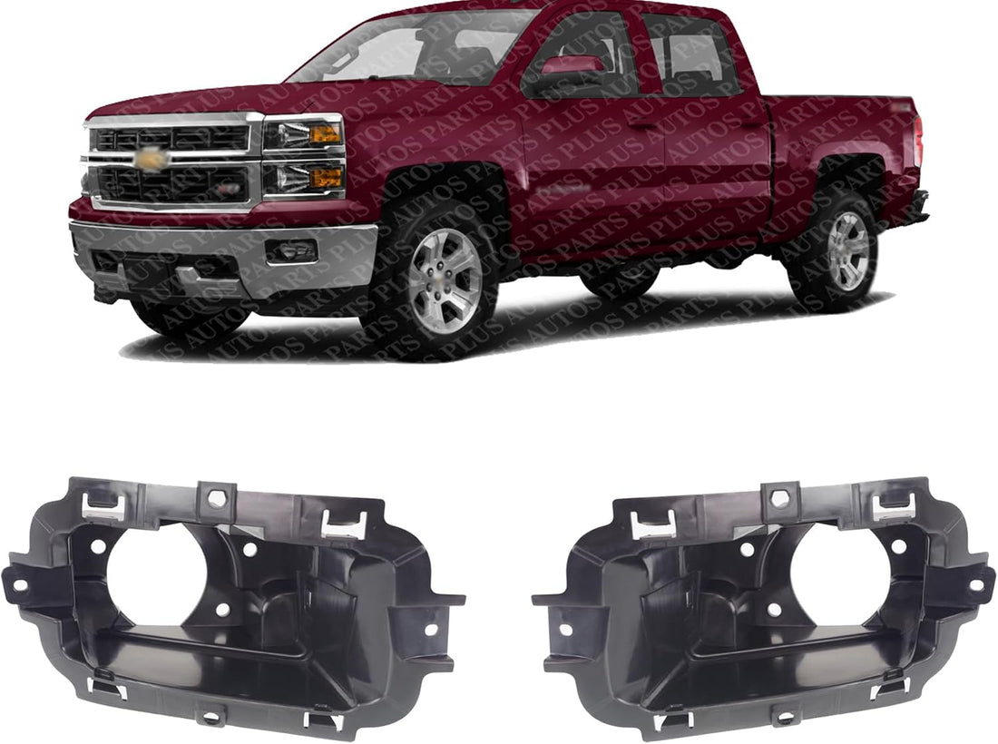 Set of 2 Front Fog Light Bracket Textured Left Driver & Right Passenger Side Direct Replacement Compatible with 2014-2015 Chevrolet Silverado 1500 GM2603102 GM2602102 22944875