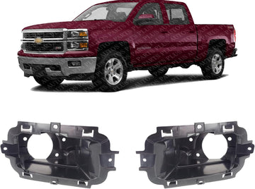 Set of 2 Front Fog Light Bracket Textured Left Driver & Right Passenger Side Direct Replacement Compatible with 2014-2015 Chevrolet Silverado 1500 GM2603102 GM2602102 22944875