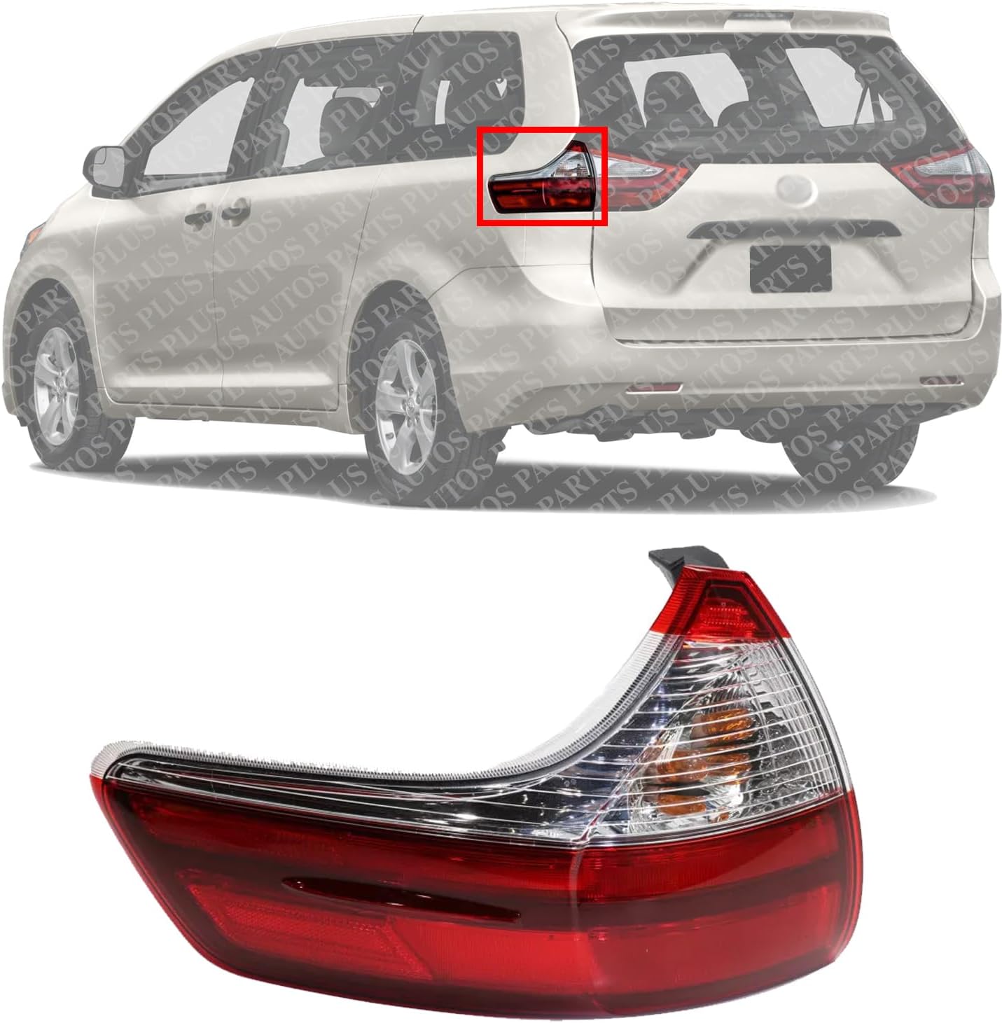 Tail Light Outer Assembly Left Driver Side Direct Replacement Compatible With 2015-2019 Toyota Sienna TO2804123 8156008050