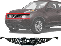 Front Grille Primed Shell And Insert With Chrome Molding Direct Replacement Compatible With 2015-2017 Nissan Juke NI1200275 620703YM0B
