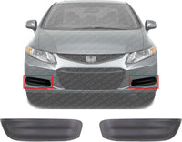 Set Of 2 Front Fog Light Cover Dark Gray Plastic Right Passenger & Left Driver Side Direct Replacement Compatible With 2012-2013 Honda Civic HO1039104 HO1038104 71106TS8A01