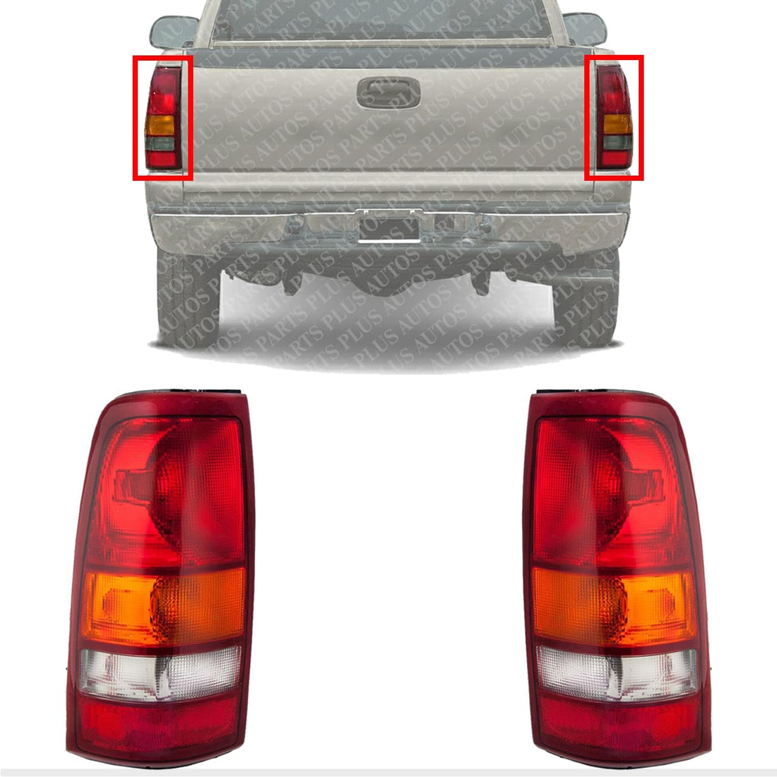 Set Of 2 Rear Tail Light Left Driver & Right Passenger Side Direct Replacement Compatible With 1999-2002 Chevrolet Silverado 1500 2500/1999-2003 Sierra GM2800186 GM2801186 GM2800173
