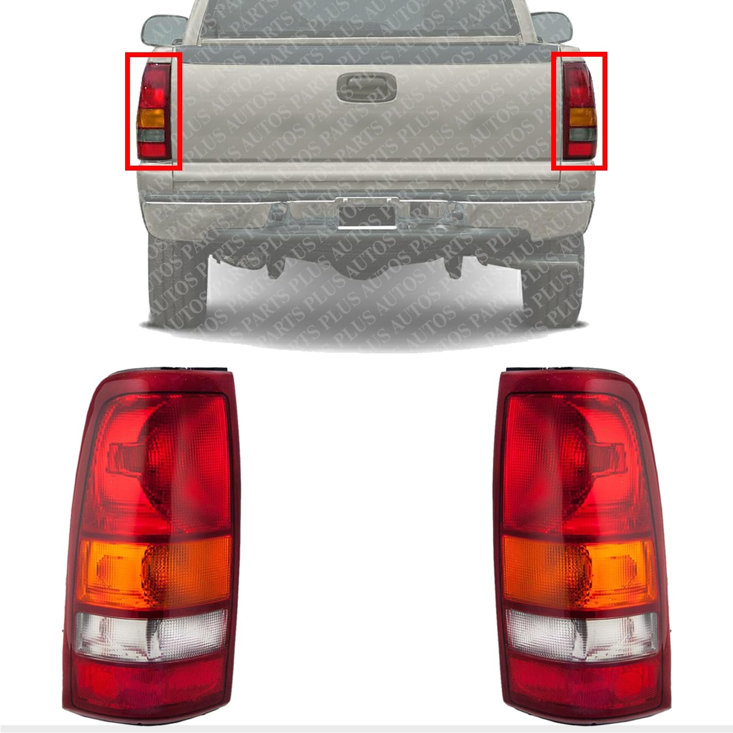 Set Of 2 Rear Tail Light Left Driver & Right Passenger Side Direct Replacement Compatible With 1999-2002 Chevrolet Silverado 1500 2500/1999-2003 Sierra GM2800186 GM2801186 GM2800173
