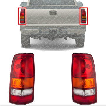 Set Of 2 Rear Tail Light Left Driver & Right Passenger Side Direct Replacement Compatible With 1999-2002 Chevrolet Silverado 1500 2500/1999-2003 Sierra GM2800186 GM2801186 GM2800173