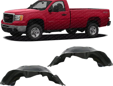 Set Of 2 Front Fender Liner Left Driver & Right Passenger Side Direct Replacement Compatible With 2007-2010 GMC Sierra / 2500 3500HD GM1249200 GM1248200 25828532 25828531